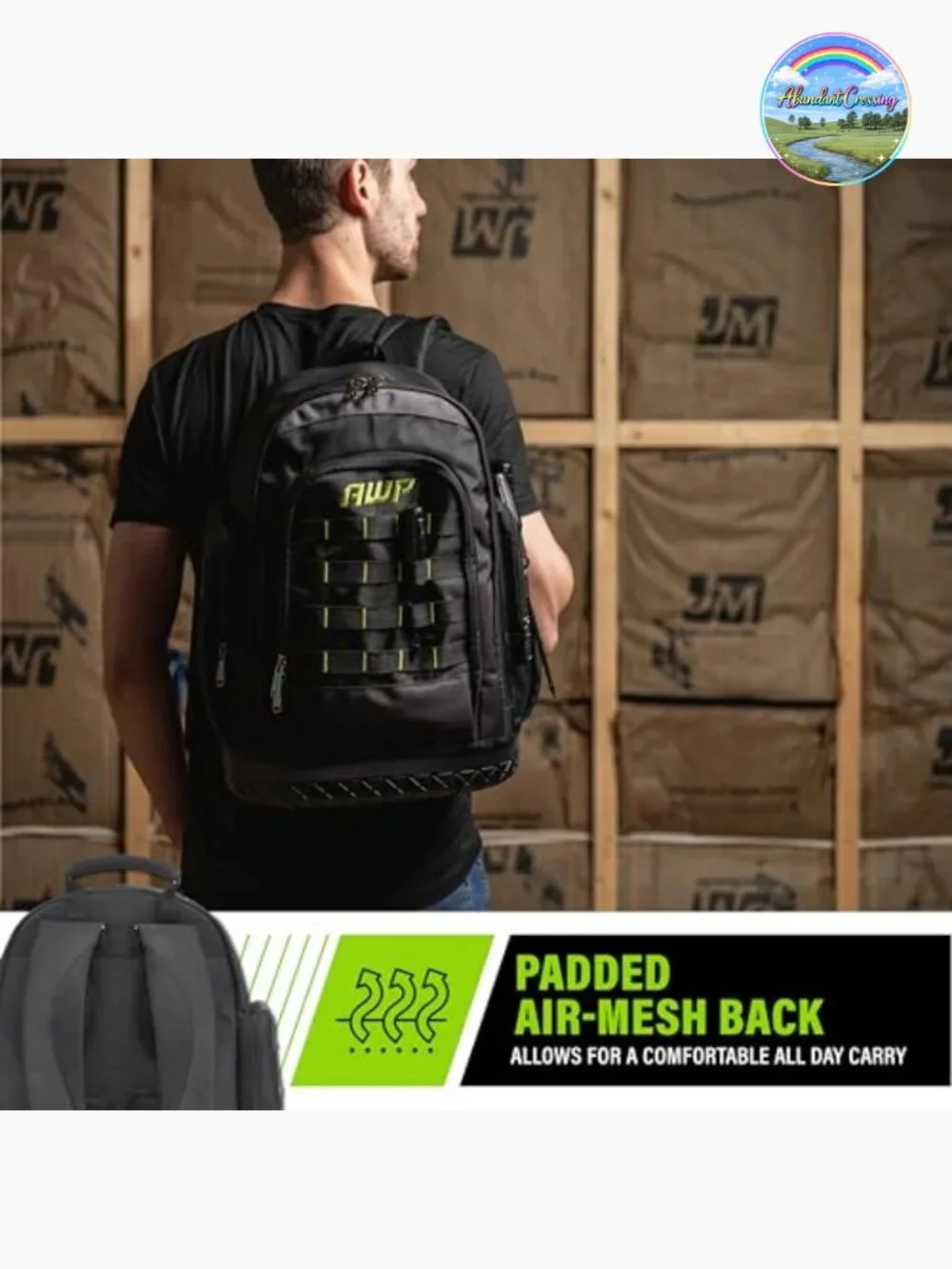 Rugged Tool Backpack 600D Polyester Waterproof Base 23 Pockets Padded Straps